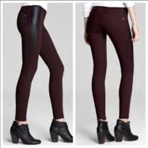 Rag & Bone Wine Black Pop Legging Lamb Leather Panel Skinny Jeans 28